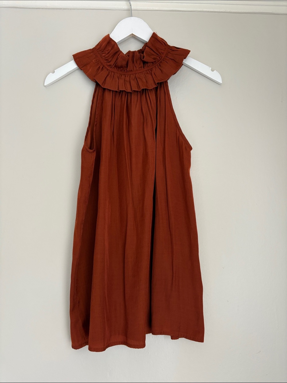 Ruffled Halter Camisole Top - Rust
